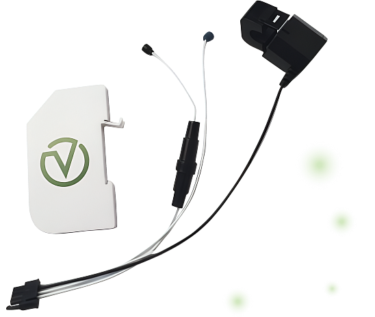 Clamp-on Voltaware sensor installed neatly in a UK fuse box.