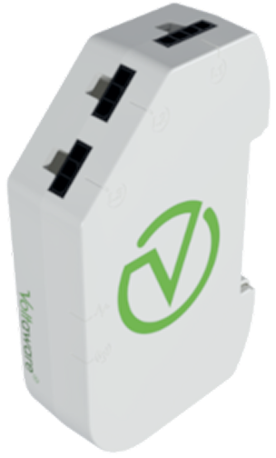 Three-phase Wi-Fi sensor with DIN-rail gateway and three CTs.